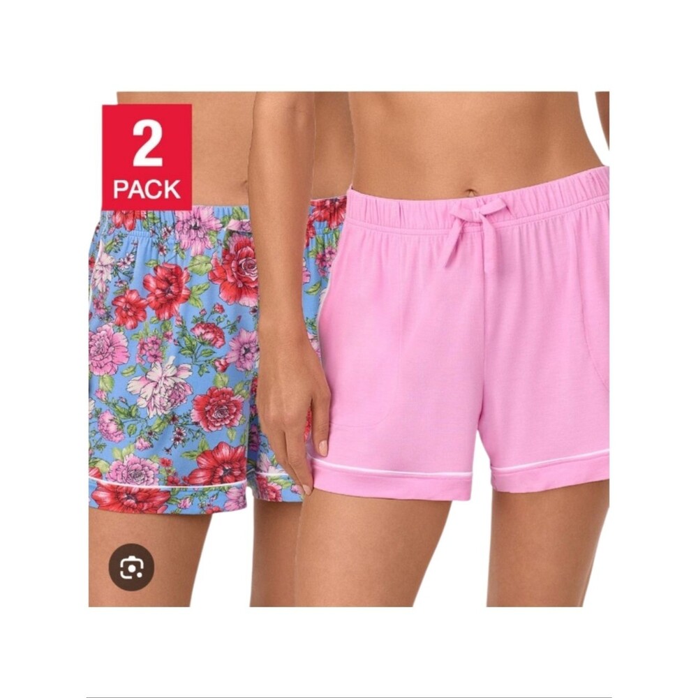 New Room Service 2 Pack Lounge Short Size Large Begonia & Blue Floral Pj Pajama